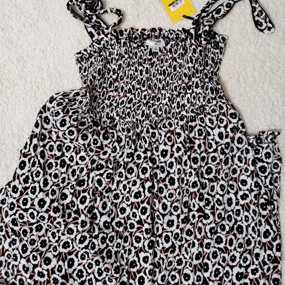 Dvf for Target Women's Smocked Tie Strap Neutral Poppy Midi Dress - Picture 8 of 13